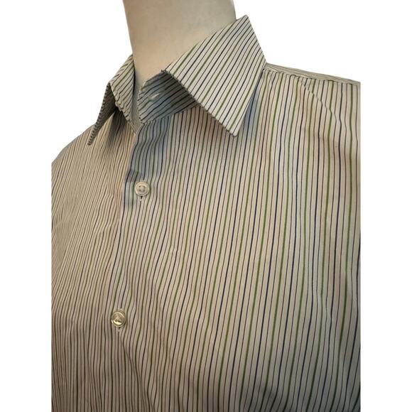 Hugo Boss Regular Fit Striped Shirt in Structured Cotton, Men's Size 15, 32/33 - Picture 1 of 5